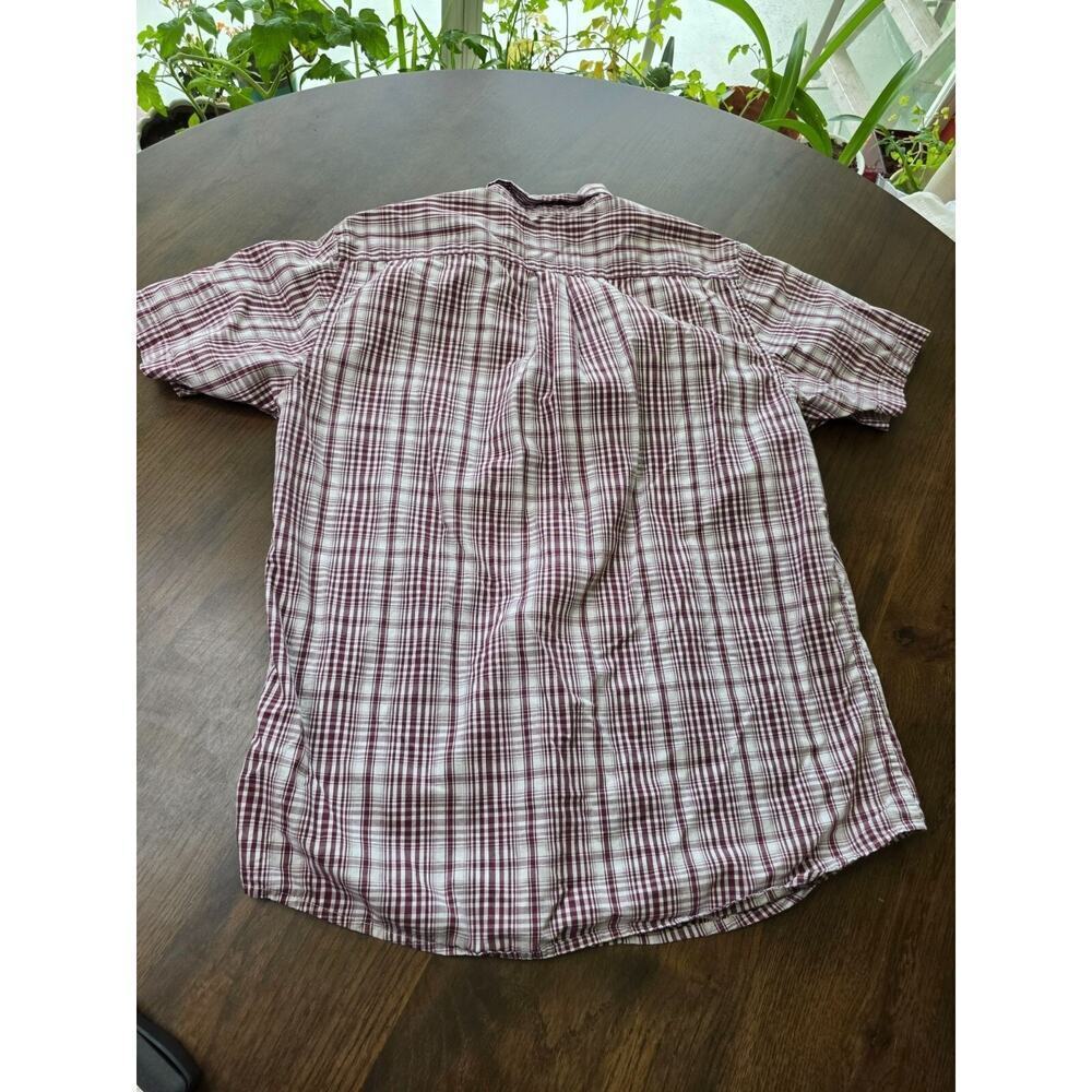 Mens‎ Dockers Short Sleeve Plaid Button-Up Shirt Maroon & White Size M - Picture 14 of 16